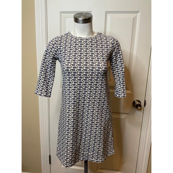 Vineyard Vines Girl’s Blue & White Whale Logo Mini Shift Dress, Size M - Picture 1 of 5
